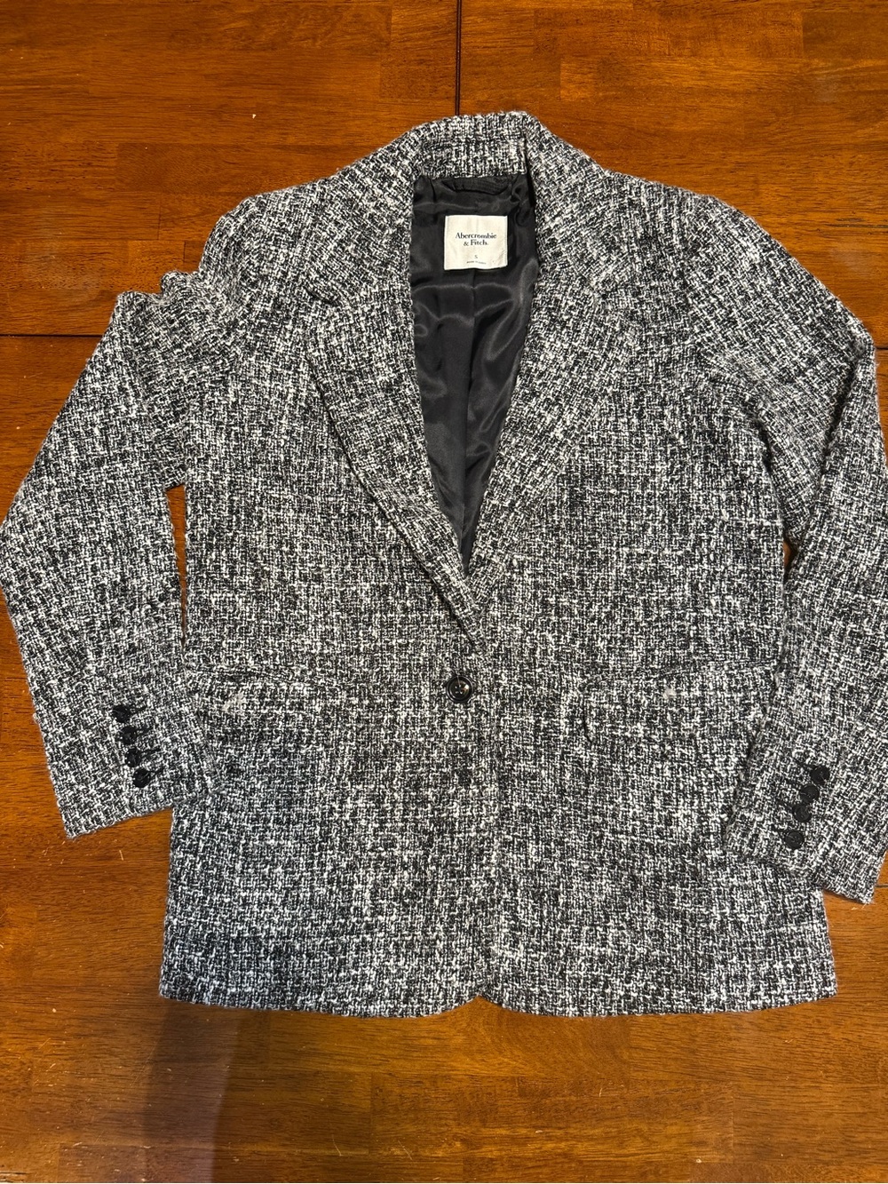 Abercrombie & Fitch Black and White Tweed Blazer